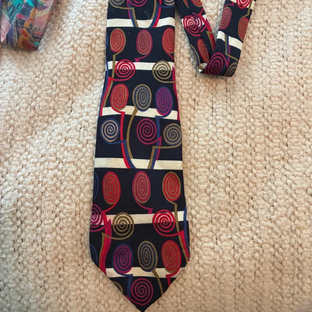 Vintage Abstract Painterly Necktie lot 3 Mens OS Multicolored Art Teacher Office